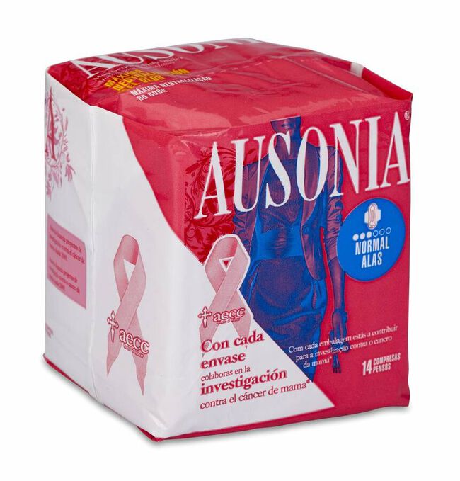 Ausonia Air Dry Compresa Normal con Alas, 14 Uds