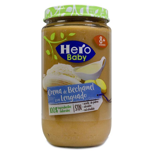 Hero Baby Tarrito de Crema de Bechamel con Lenguado, 12 Uds