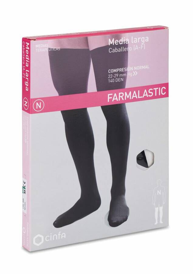 Farmalastic Media Larga Caballero Negra Compresión Normal Talla Mediana, 1 Par