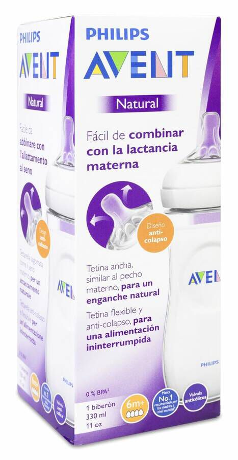 Avent Biberón Natural +6m 330 ml, 1 Ud