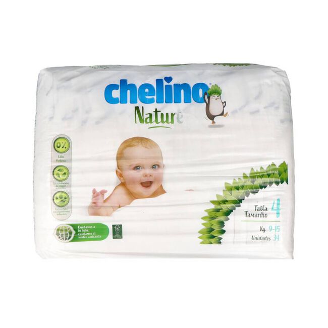 Chelino Nature Pañales Talla 4, 34 unidades
