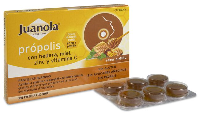 Juanola Própolis Sabor Miel + Hiedra, 24 Pastillas