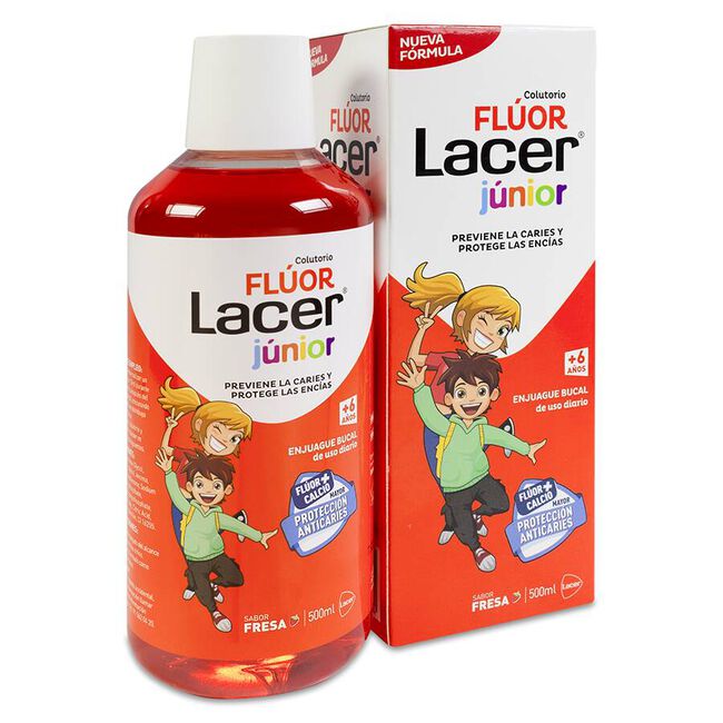 Lacer Colutorio Flúor Diario 0,05 %, Fresa, 500 ml