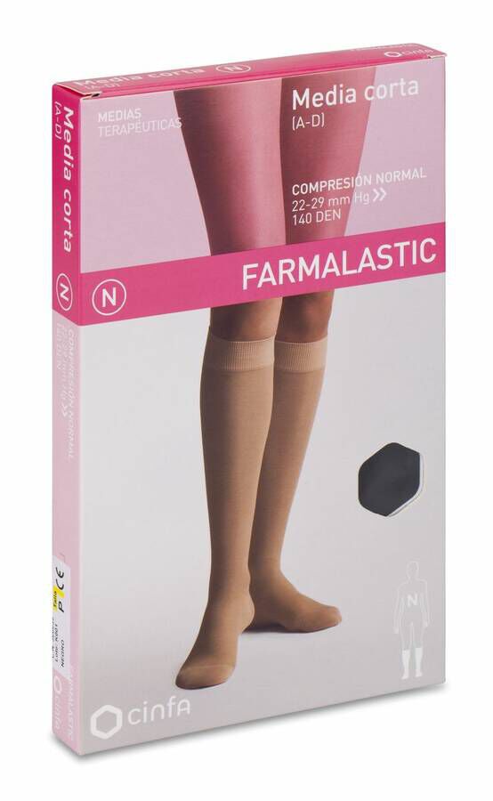 Farmalastic Media Corta Compresi&oacute;n Normal Negra Talla P, 1 Par