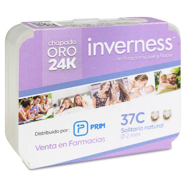 Prim Pendiente Inverness 37C 24 kt Solitario Natural, 2 mm