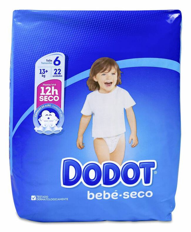 Dodot Bebé Seco Pañal Talla 6 +13 Kg, 22 Uds