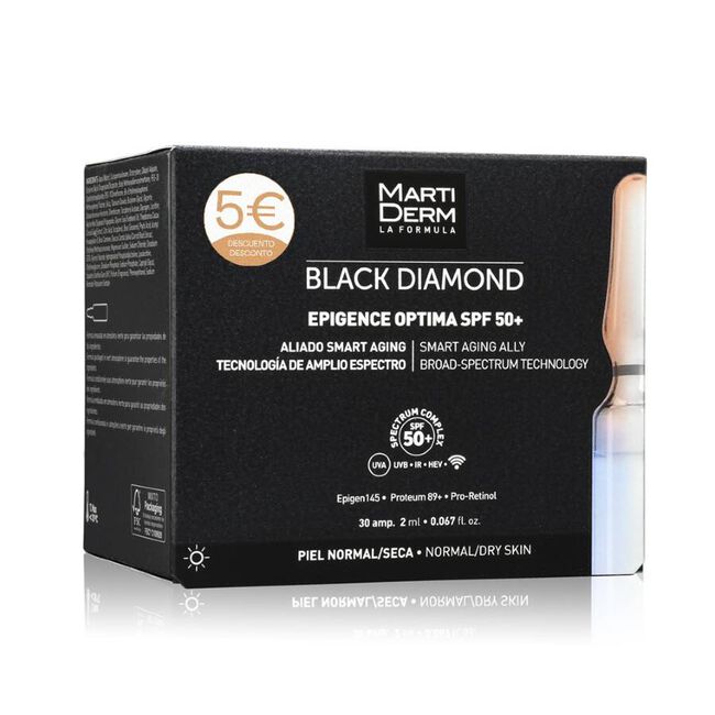 Promoción MartiDerm Black Diamond Epigence Optima SPF50+, 30 Ampollas 