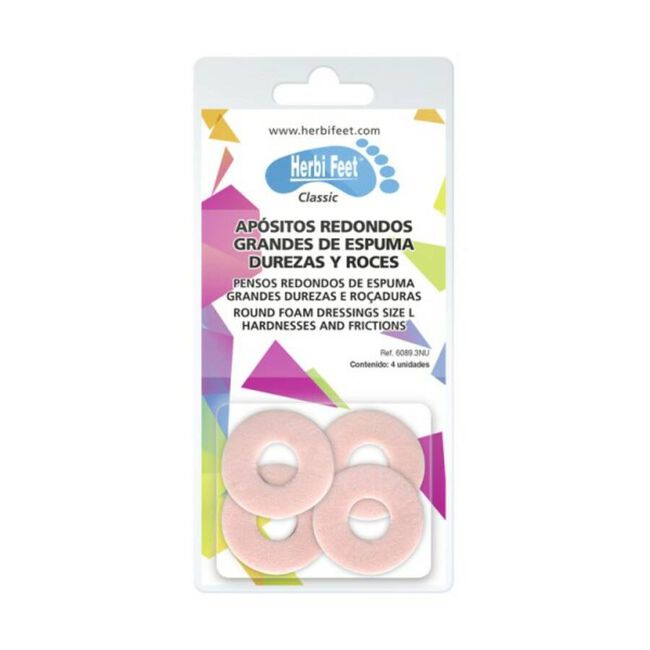 Herbi Feet Apósitos Redondos Grandes Espuma 6089.3, 4 Unidades