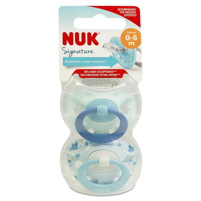 NUK Chupete Día Silicona 0-6 Meses, 2 Unidades