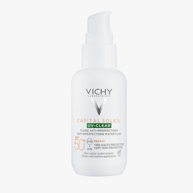 Vichy Capital Soleil UV Clear Fluido Fotoprotector Diario Anti-Imperfecciones SPF50+, 40 ml