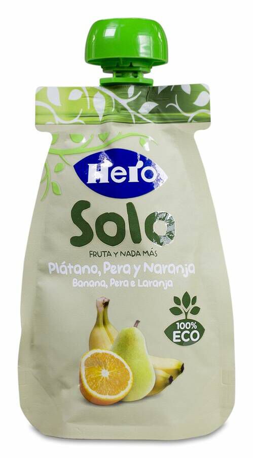 Hero Baby Bolsita Solo Plátano, Pera y Naranja, 100 g