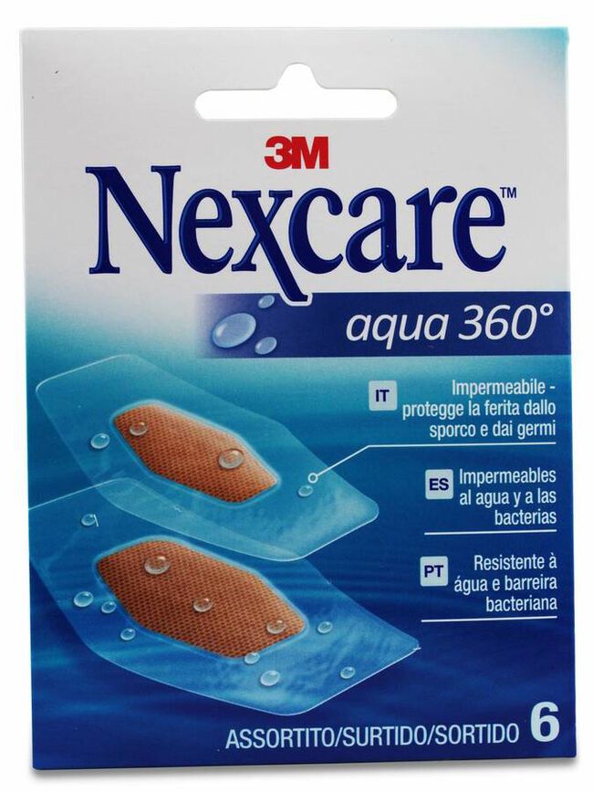 Nexcare Aqua 360º Tiras Surtidas de Bolsillo, 6 Uds