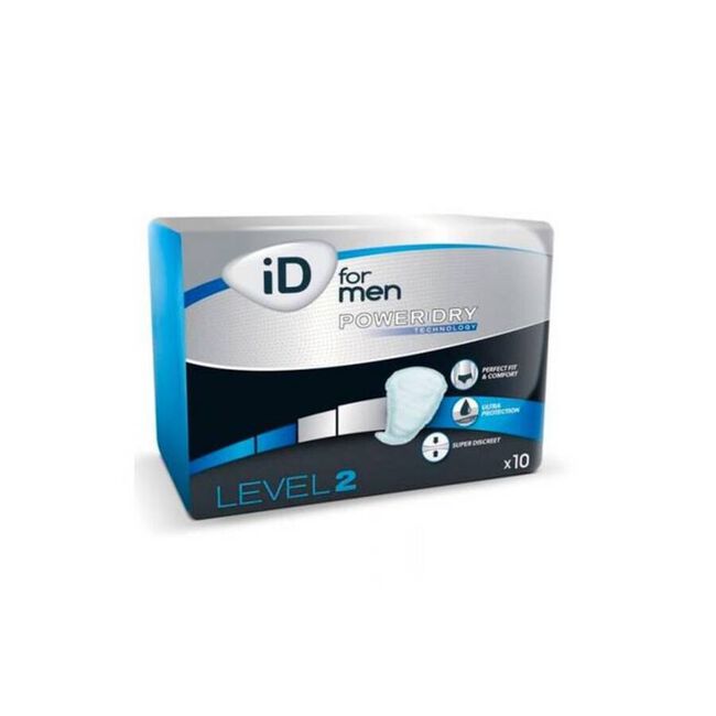 Id for Men Level 2 Protectores para Incontinencia Ligera, 10 unidades