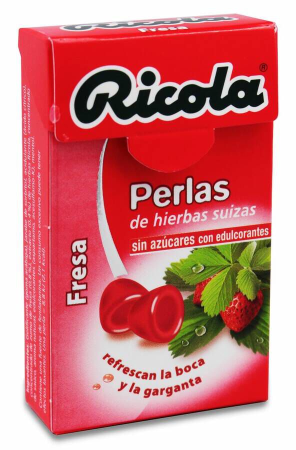 Ricola Perlas Fresa Sin Azúcar, 25 g