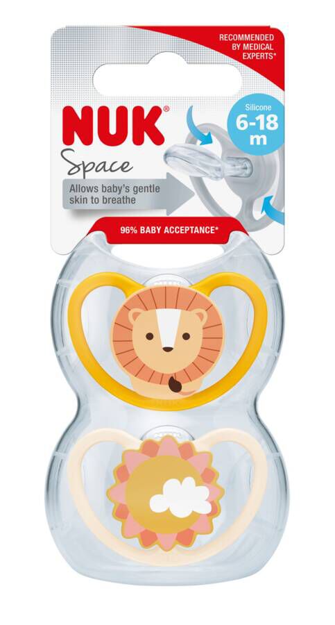 NUK Chupete Space Silicona 6-18 Meses, 2 Unidades
