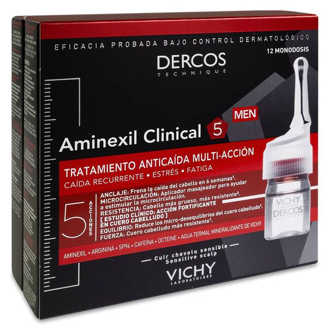 Vichy Dercos Aminexil Clinical Hombre, 12 unidades