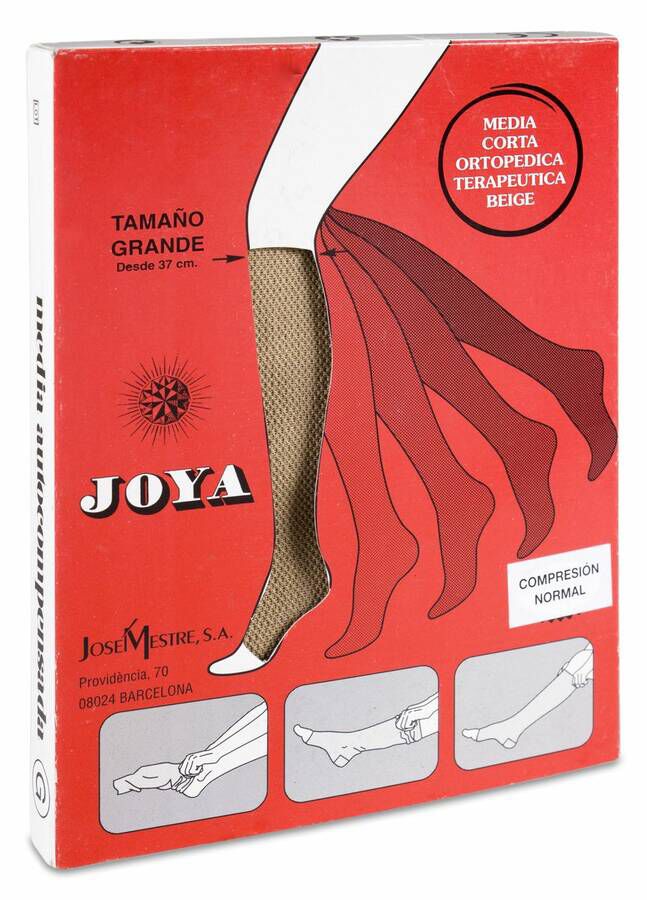Joya Media Corta de Compresión Normal Beige Talla Grande, 1 Ud