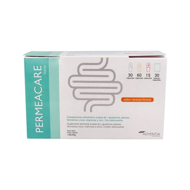 Permeacare Inicio, 30 Cápsulas Fase 1 + 60 Cápsulas Fase 22 + 15 Cápsulas Fase 3 + 30 Sobres