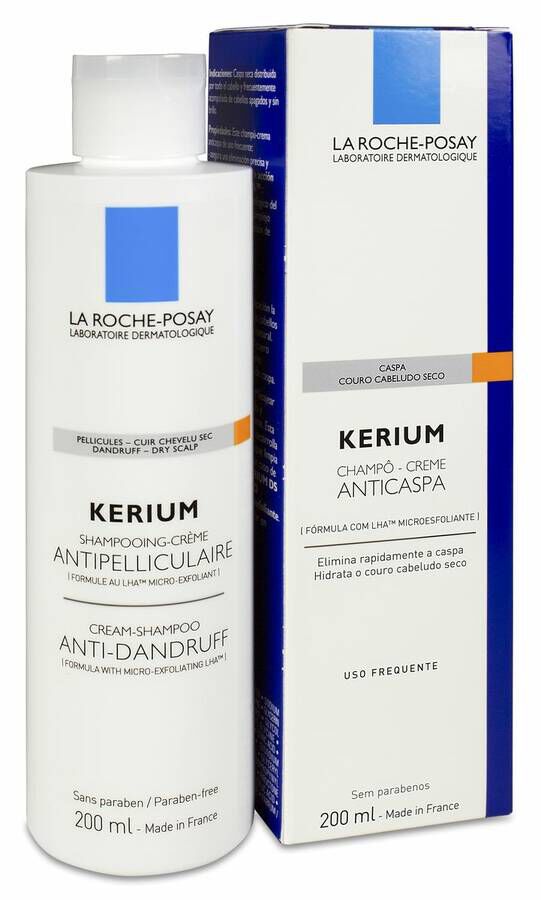 La Roche-Posay Kerium Champú Crema Caspa Seca, 200 ml