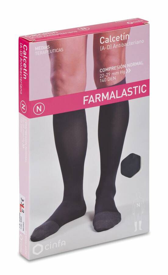 Farmalastic Calcetín Antibacteriano Negro Compresión Normal Talla Extra Grande, 1 Par