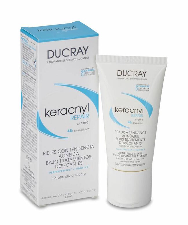 Ducray Keracnyl Repair Crema Pieles Bajo Tratamientos Desecantes, 50 ml