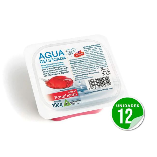Agua Gelificada Sabor Frambuesa, 100 g x 12