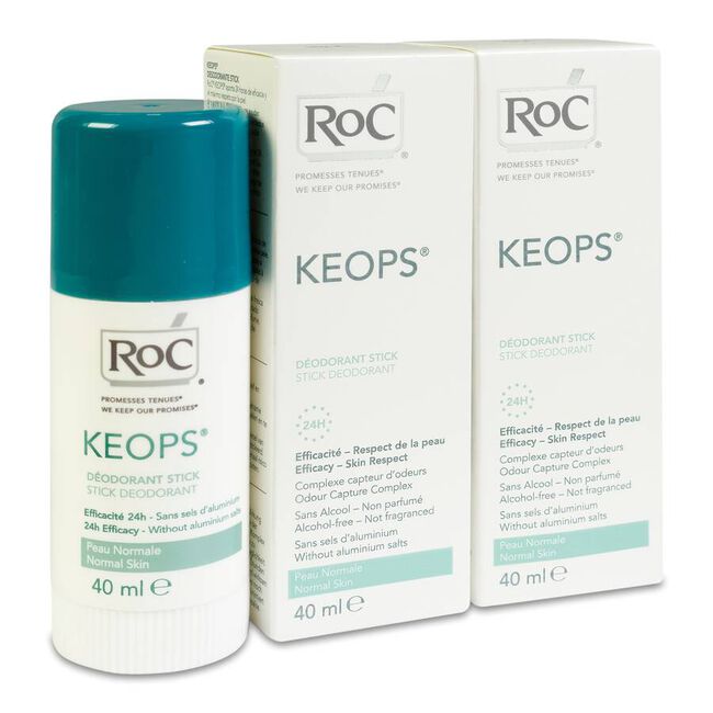 Pack Roc Keops Desodorante Stick Piel Normal, 2 Unidades x 40 ml