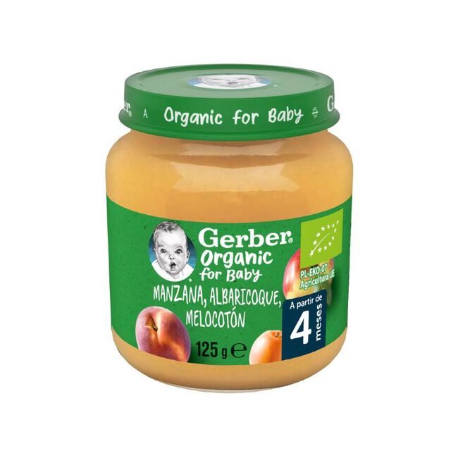 Gerber Organic Tarrito Manzana, Albaricoque y Melocotón, 125 g