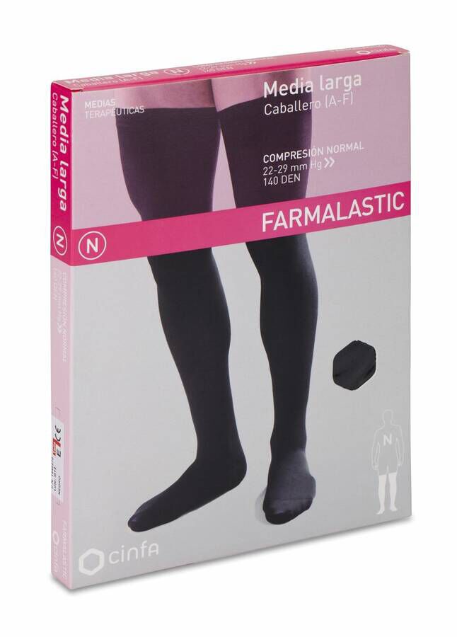 Farmalastic Media Larga Caballero de Compresión Normal Negro Talla Extra Grande, 1 Par