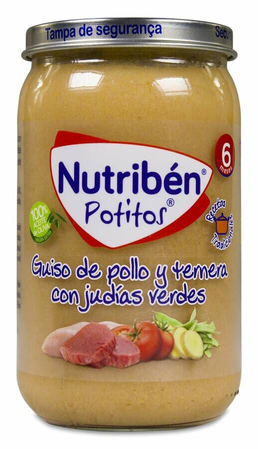 Nutribén Potitos Guiso de Pollo y Ternera con Judías Verdes, 235 g