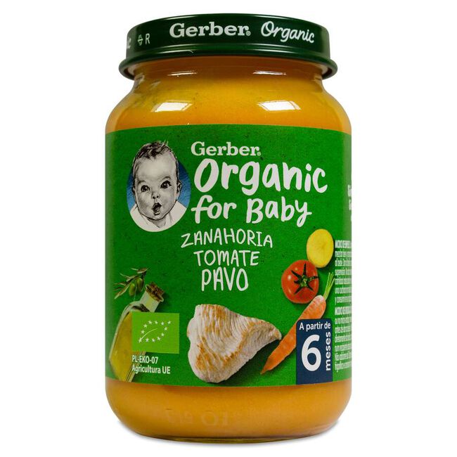 Gerber Organic Tarrito Zanahoria y Pavo +6 meses, 190 g