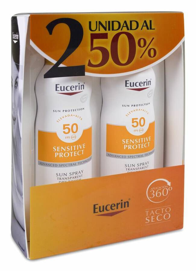 Pack Eucerin Sun Spray Transparten Dry Touch FPS 50, 2 x 200 ml