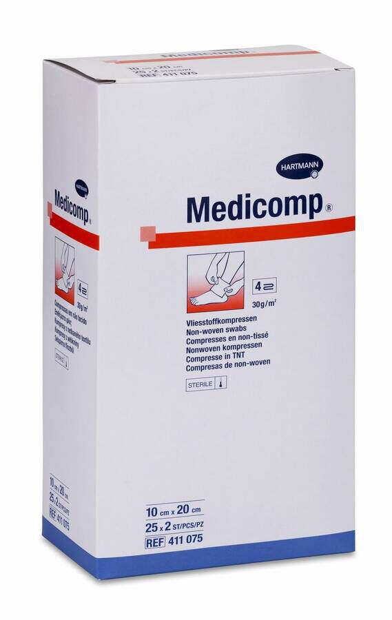 Medicomp Compresas Non Woven Aposito Esteril 10 X 20 cm, 25 Uds