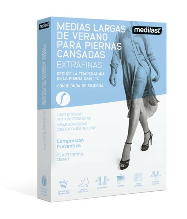 Medilast Media Larga con Blonda Compresión Normal Unisex Beige , 1 Ud