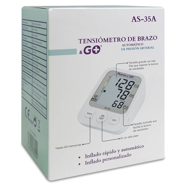 Pharma&Go Tensiómetro Digital de Brazo AS35A, 1 Unidad