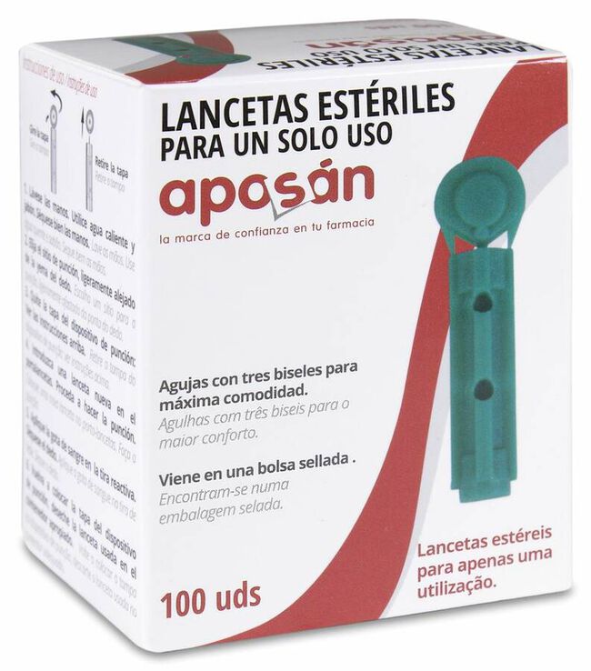 Aposán Lancetas Estériles, 100 Uds