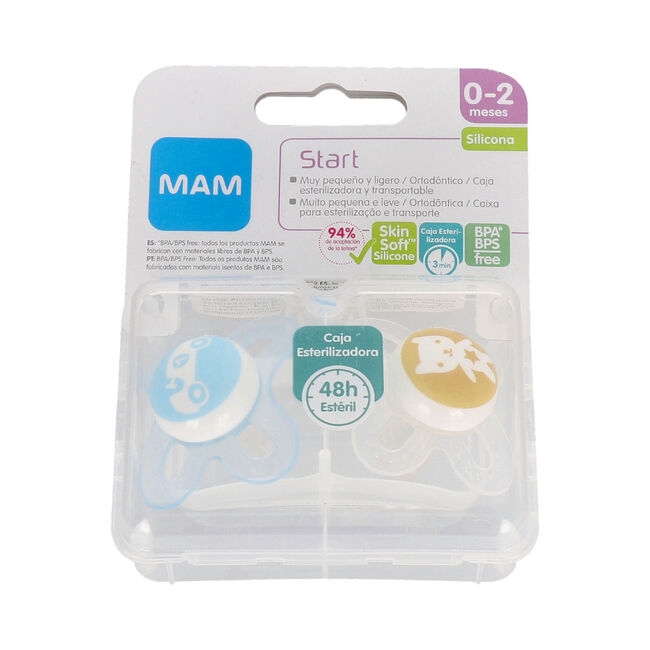 Mam Chupete Start Silicona 0-2 m, 2 U