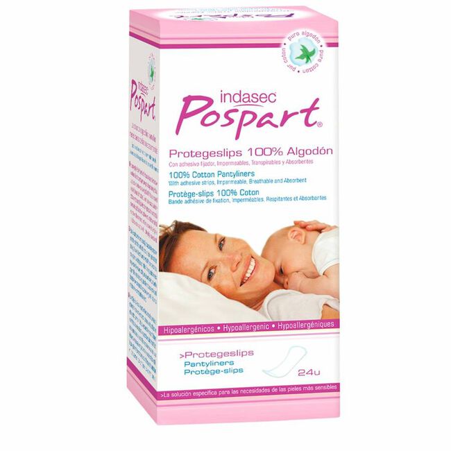 Indasec Pospart Protegeslip 100% Algodón, 24 Uds