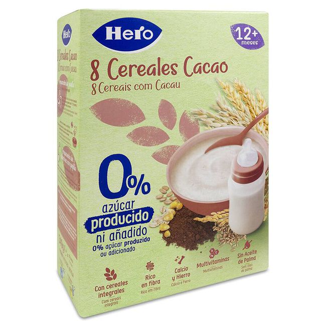 Hero Baby Papilla 8 Cereales con Cacao, 340 gramos