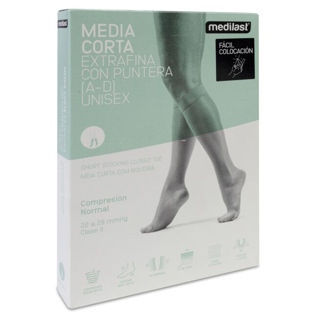 Medilast Medias Cortas para Varices de Fácil Colocación 412 Beige Talla M, 1 Par