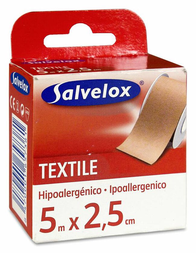 Salvelox Esparadrapo Textil Color Piel 5 m, 1 Ud