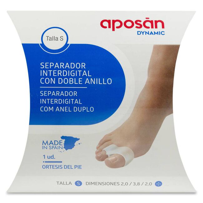 Aposán Dynamic Separador Interdigital con Doble Anillo Talla S, 1 Unidad