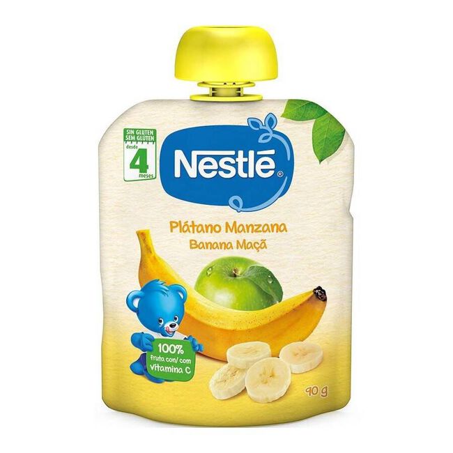 Nestlé Bolsita Plátano y Manzana, 4 uds de 90 g