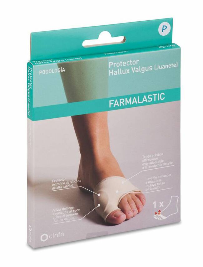 Farmalastic Protector Juanetes Hallux Valgus Gel De Silicona Pequeña, 1 Ud