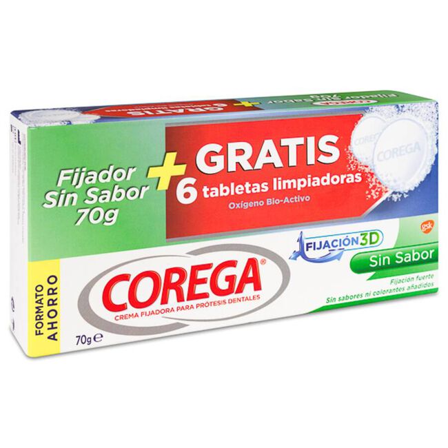 Pack Corega Sin Sabor, 70 g + Corega Tabletas Limpiadoras, 6 Uds