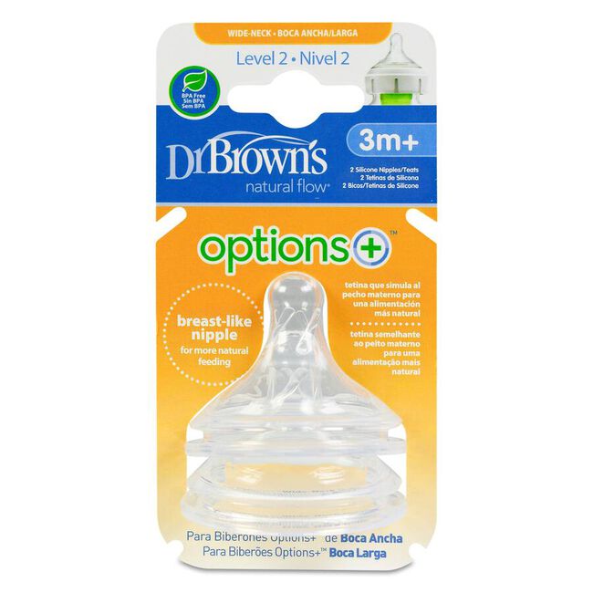 Dr. Brown's Options+ Tetina Boca Ancha Nivel 2, 2 Uds