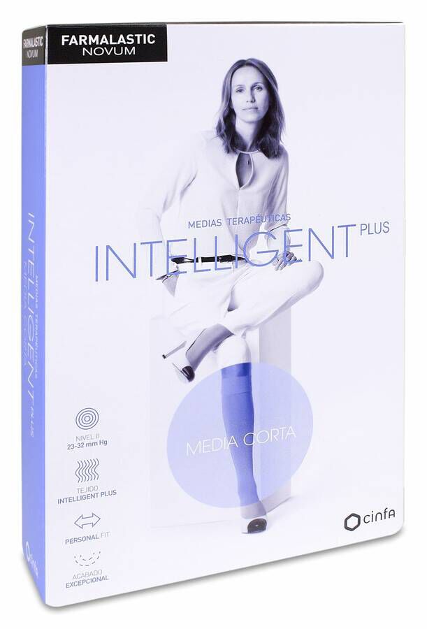 Farmalastic Novum Intelligent Media Corta Compresión Normal T1 Marino, 1 Par