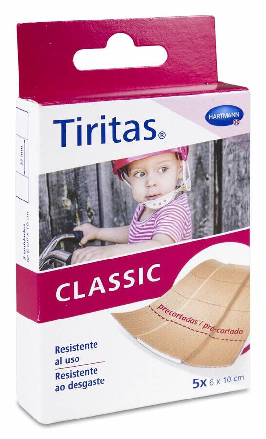 Tiritas Classic Apósito Adhesivo Precortado 6 x 10 cm, 5 Uds