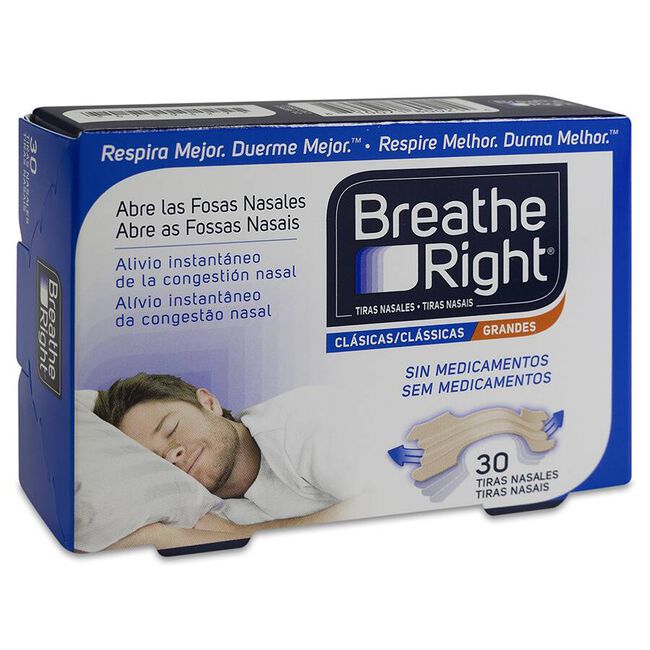 Breathe Right Tira Adhesiva Nasal Color Talla Grande, 30 Uds