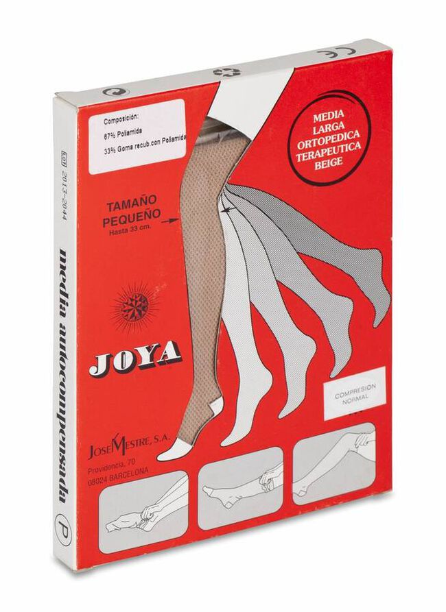 Joya Media Extra Larga de Compresión Normal Beige Talla Grande, 1 Ud